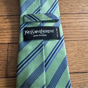 Yves Saint Laurent Striped Tie in Green and Blue luxury, preppy, office, formal